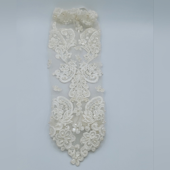 Embroidered Bridal Sleeve Pearls Sequins #695 - Picture 7 of 14